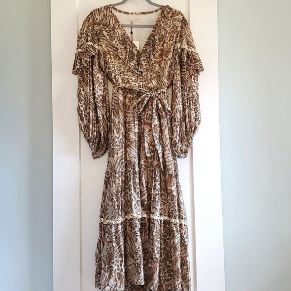 NWT Spell and the Gypsy Leopard Ada  Print Boho maxi dress size small - Picture 7 of 12
